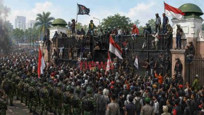 Massa Aksi Kembali Padati Gedung DPR Usai AMPB Membubarkan Diri, Polisi Perketat Pengamanan